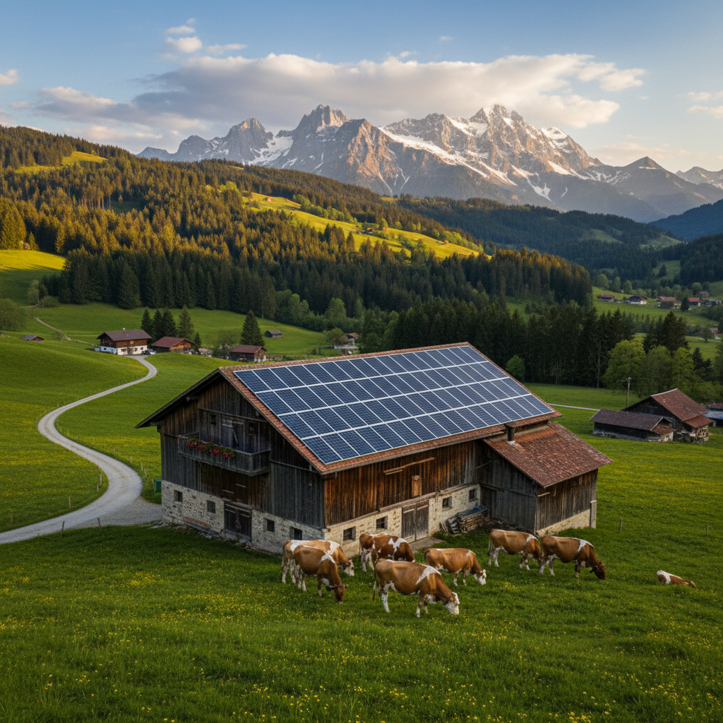 Solarpanels auf Einfamilienhaus in der Schweiz